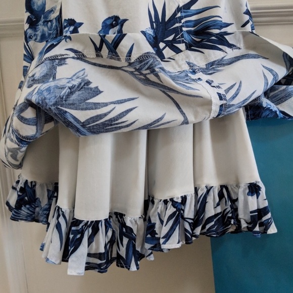 Karen Millen Blue and White Bird Strapless Dress - Picture 5 of 8